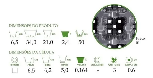 Bandeja 15 Celulas Alta - Kit Com 5 Unidades - Mudas - 2