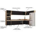 Ver imagem 3 de Armário de Cozinha Modulada de Canto 9 Peças CP06 Balcão com Pia Inox Castanho/Preto - Lumil Lumil M