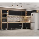 Ver imagem 2 de Armário de Cozinha Modulada de Canto 9 Peças CP06 Balcão com Pia Inox Castanho/Preto - Lumil Lumil M