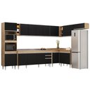 Ver imagem 1 de Armário de Cozinha Modulada de Canto 9 Peças CP06 Balcão com Pia Inox Castanho/Preto - Lumil Lumil M