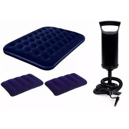 Colchão Inflável Casal Bestway + Bomba de Inflar Manual Q1 + 02 Travesseiros - 1