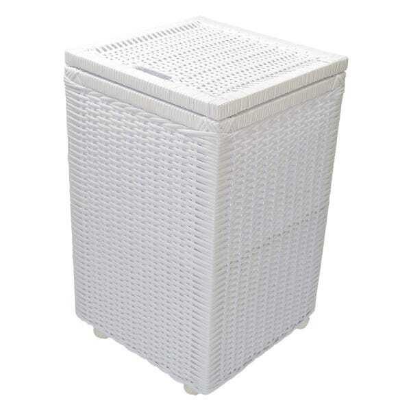 Cesto de Roupa 35X35X57cm com Rodas Branco