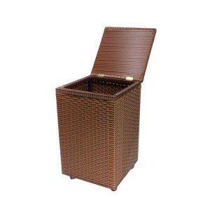 Cesto de Roupa Em Fita Fibra Sintética 30X30X57cm com Rodas Argila