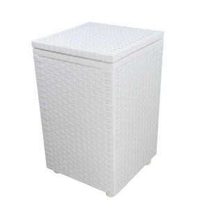 Cesto de Roupa Em Fita Fibra Sintética 35X35X57cm com Rodas Branco