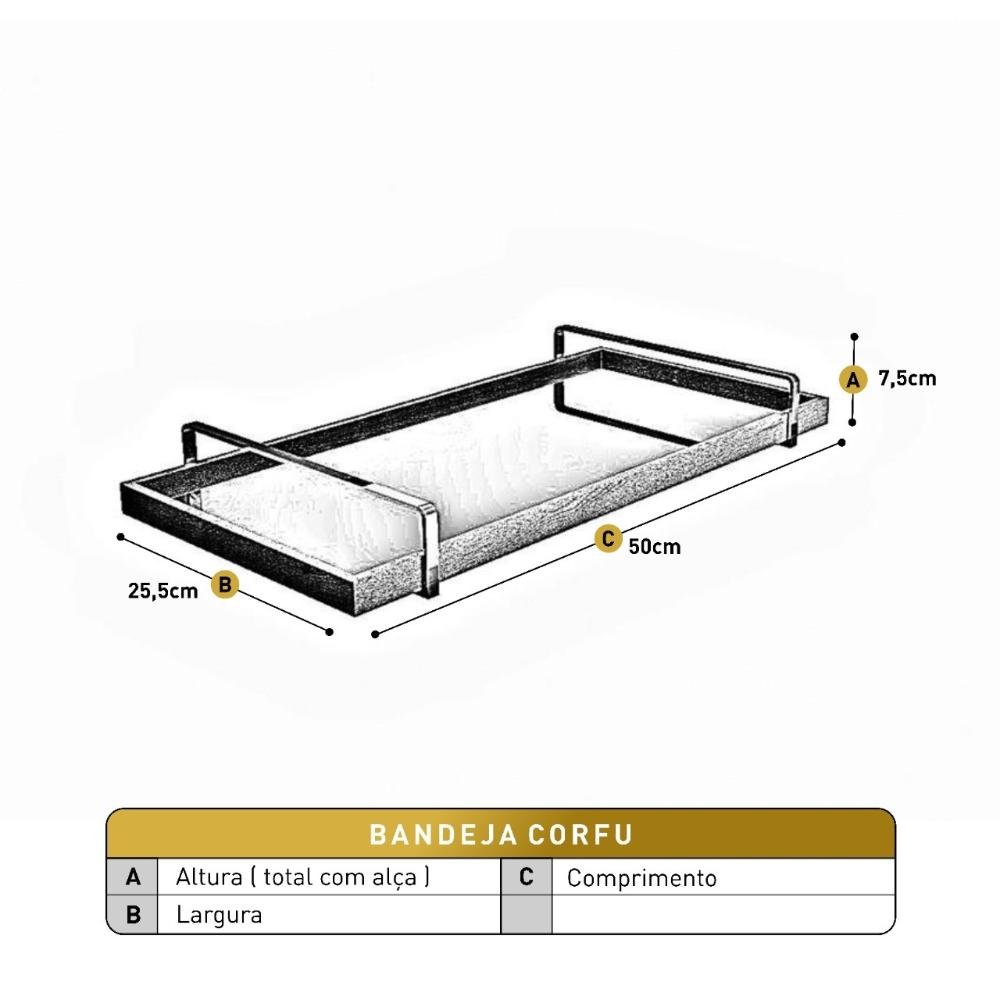 Bandeja Espelhada Corfu Alça Bronze Luxo Castellar Móbile - 3