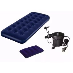Colchão Inflável Solteiro Bestway + Bomba de Inflar Elétrica 220v + 01 Travesseiro - 1