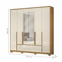 Ver imagem 3 de Guarda-Roupa Casal 6 Portas 4 Gavetas com Espelho Denver Freijó e Off White