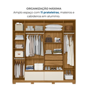 Ver imagem 5 de Guarda-Roupa Casal 6 Portas 4 Gavetas com Espelho Denver Freijó e Off White