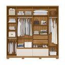 Ver imagem 6 de Guarda-Roupa Casal 6 Portas 4 Gavetas com Espelho Denver Freijó e Off White