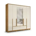 Ver imagem 2 de Guarda-Roupa Casal 6 Portas 4 Gavetas com Espelho Denver Freijó e Off White