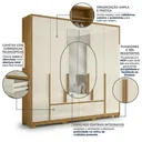 Ver imagem 4 de Guarda-Roupa Casal 6 Portas 4 Gavetas com Espelho Denver Freijó e Off White