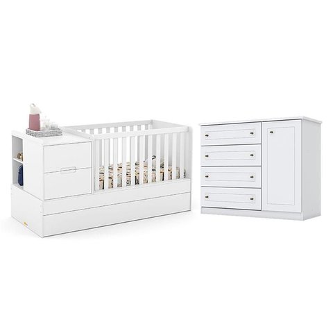 Berço Americano Multifuncional Formare Branco Acetinado – Matic e Cômoda Infantil Americano Branco H