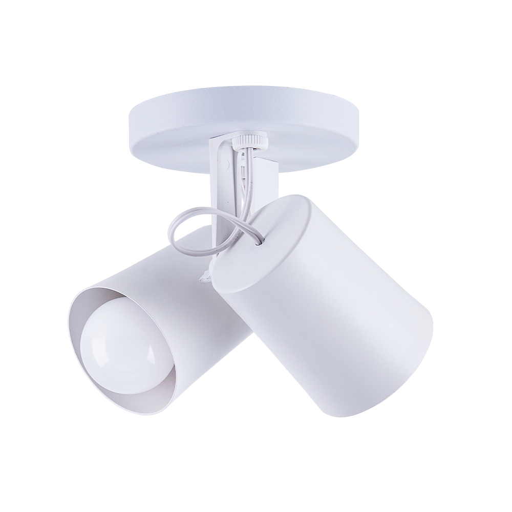 Luminária de Teto Spot Sobrepor Direcionável Fokus 2 Lâmpadas E27 Moderno Bivolt:Branco/110/220V