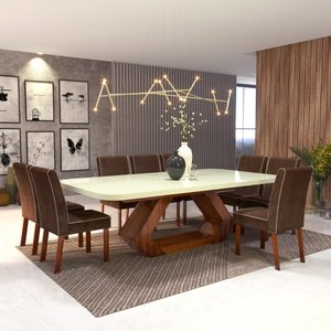 Sala de Jantar 220x110 Lottus 8 Cad Ame/marrom Bom Pastor