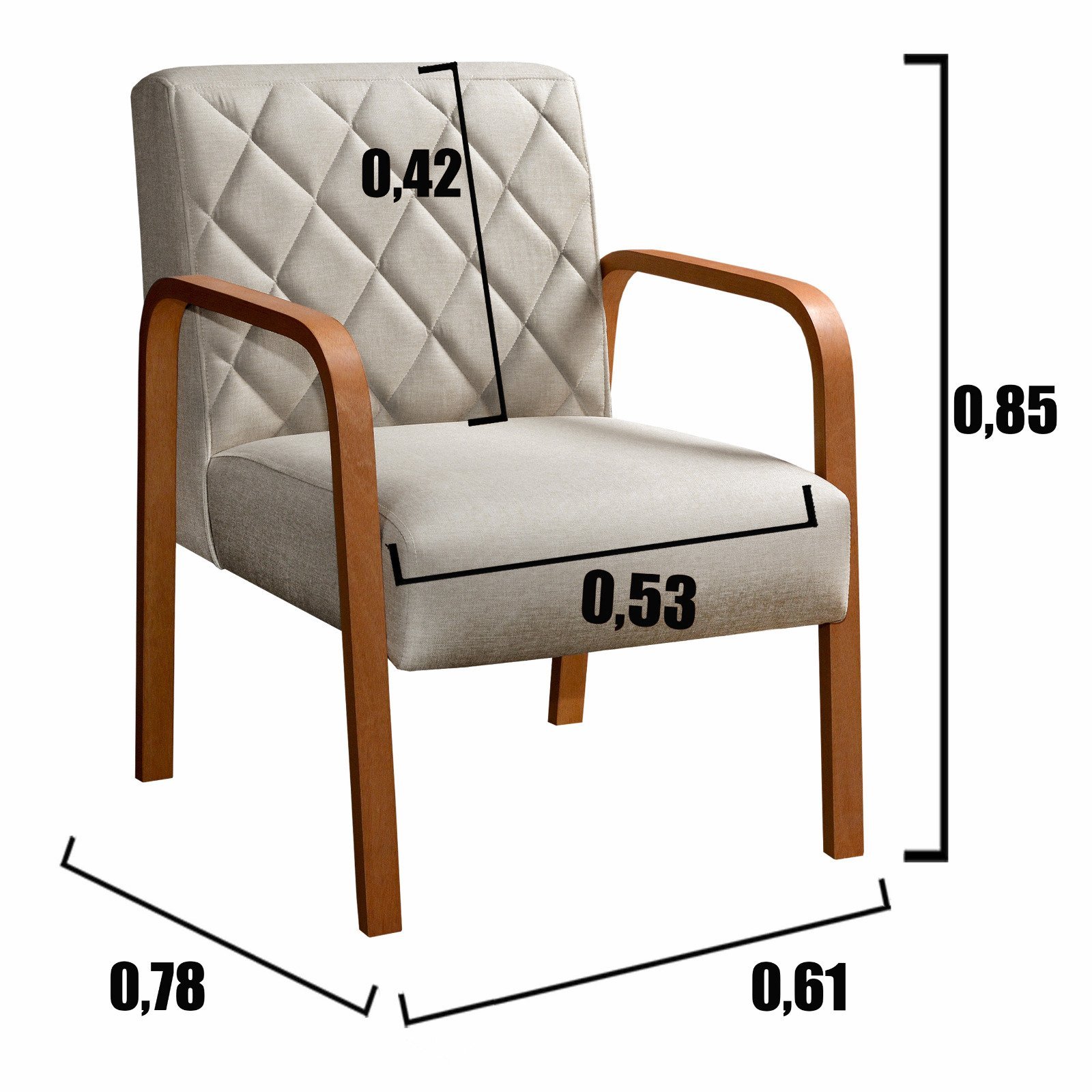 Conjunto 2 Poltronas Lara Cadeira decorativa Sala, Recepção - Linho Bege - 5