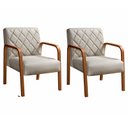 Ver imagem 1 de Conjunto 2 Poltronas Lara Cadeira Decorativa Sala, Recepção - Linho Bege