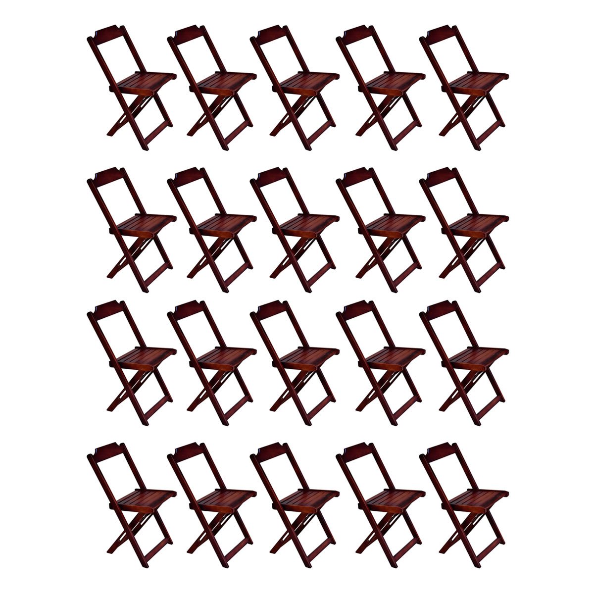 Kit 20 Cadeiras de Madeira Dobravel Imbuia - 1