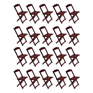 Kit 20 Cadeiras de Madeira Dobravel Imbuia