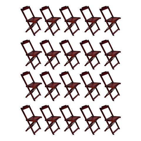 Kit 20 Cadeiras de Madeira Dobravel Imbuia