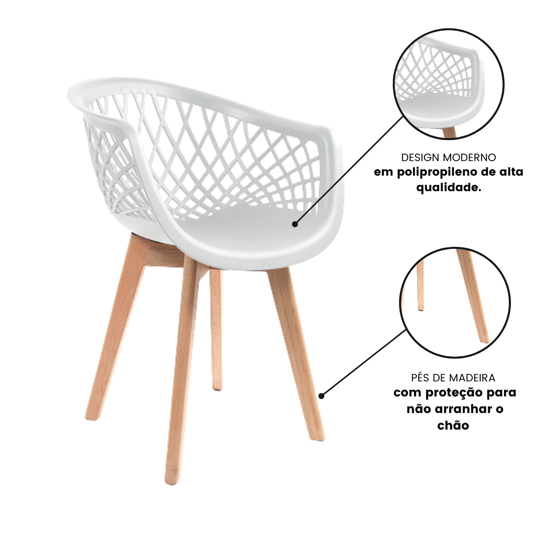 Kit 6 Cadeiras Design Eames Wood Web Branca - 5