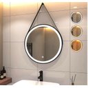 Ver imagem 3 de Espelho Redondo Led 3 Cores 60cm com Cinto Adnet Pendurador Couro Cinta Suporte Pino