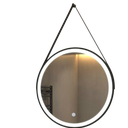 Ver imagem 2 de Espelho Redondo Led 3 Cores 60cm com Cinto Adnet Pendurador Couro Cinta Suporte Pino