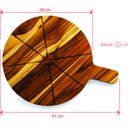 Ver imagem 4 de Tábua de pizza grande madeira nobre teca tábua com cabo 51cm