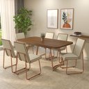 Ver imagem 1 de Conjunto Sala de Jantar 6 Cadeiras Peonia Carraro Nogal Rosê