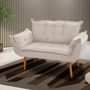 Ver imagem 4 de Poltrona Namoradeira Francis 02 Lugares Suede Bege