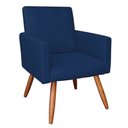 Ver imagem 1 de Poltrona Nina Veludo Azul Marinho Pés Palito Castanho - Slk Decor