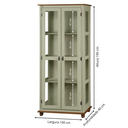 Ver imagem 4 de Cristaleira Colonial de Madeira 2 Portas com Pés Torneados - Verde Chá com Tampo e Base Imbuia Glaze