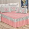Colcha Casal Detalhe Bordado Liberty 7 Peças Rosê e Cinza - 1
