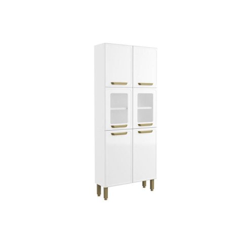 Paneleiro Cozinha Modulado Bella C/ 6 Portas C/ Vidro 80cm Branco Bertolini