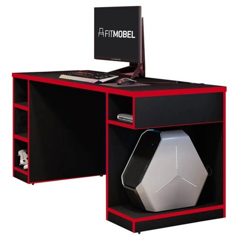 Mesa para Computador Notebook Gamer Pro Preto/Vermelho - Fit Mobel