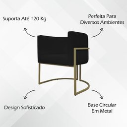 Poltrona Decorativa Recepção Luna Corino Base de Ferro Champagne - 3