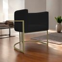 Ver imagem 2 de Poltrona Decorativa Recepção Luna Corino Base de Ferro Champagne