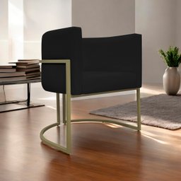 Poltrona Decorativa Recepção Luna Corino Base de Ferro Champagne - 2