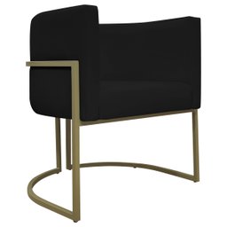 Poltrona Decorativa Recepção Luna Corino Base de Ferro Champagne - 1