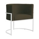 Ver imagem 1 de Poltrona Luana Suede Marrom Base Branca Sala Luxo - Fm
