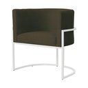 Ver imagem 2 de Poltrona Luana Suede Marrom Base Branca Sala Luxo - Fm