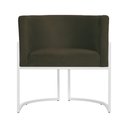 Ver imagem 3 de Poltrona Luana Suede Marrom Base Branca Sala Luxo - Fm