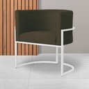 Ver imagem 6 de Poltrona Luana Suede Marrom Base Branca Sala Luxo - Fm
