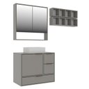Ver imagem 2 de Conjunto para Banheiro Modulado 803 com Cuba e Espelheira 80cm Prime Yescasa Cinza/Cimento