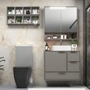 Ver imagem 1 de Conjunto para Banheiro Modulado 803 com Cuba e Espelheira 80cm Prime Yescasa Cinza/Cimento