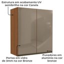 Ver imagem 3 de Armario Aereo 2p Vidro 80 Cm Mdp Maxxi G765 Canela Kappesberg