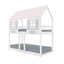 Ver imagem 2 de Beliche Montessoriano Casinha Bela - Madeira Maciça Branco/Rosa/Verde | Housin