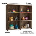 Ver imagem 3 de Estante Livreiro para Quarto e Escritório 6 Nichos Marrocos - Castanho