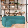 Sofá Curvo 3 Lugares Noruega 200cm Suede Azul Turquesa - 5
