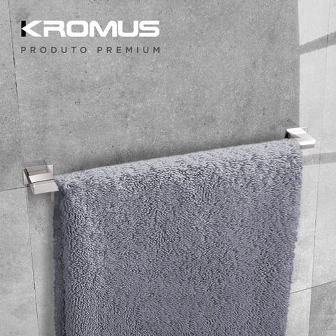 Toalheiro Porta Toalha Banho Banheiro 60 cm Inox - Kromus RT0305