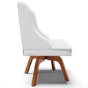 Ver imagem 7 de Cadeira Decorativa Sala de Jantar Base Giratória de Madeira Firenze PU Branco Fosco/Natural G19 - Gr